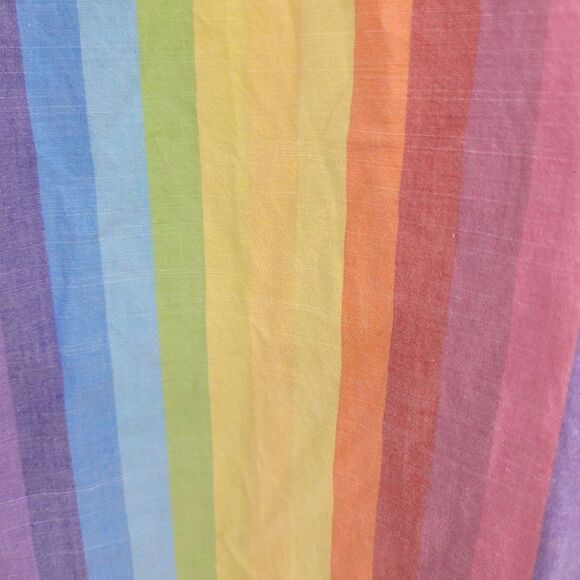 M.D.S. Stripes Shirtdress Dress Rainbow Pinafore Collar A-line Midi Pockets Sz 2 - Picture 5 of 13